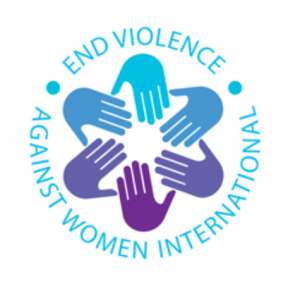 end violence against women international blue logo