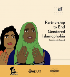 Partnership to end gendered islamophobia graphic with two muslim women